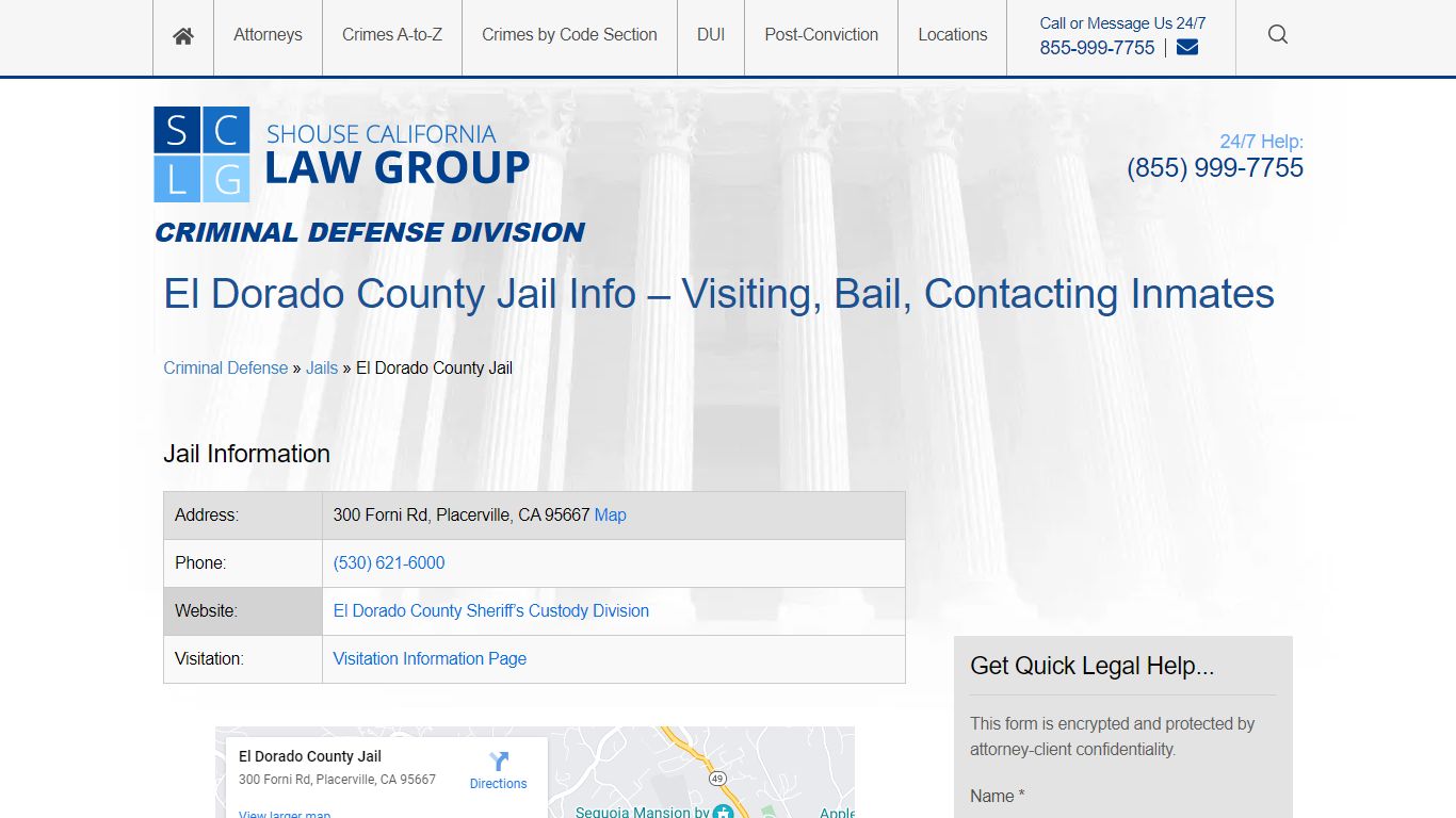 El Dorado County Jail Info – Visiting, Bail, Contacting Inmates
